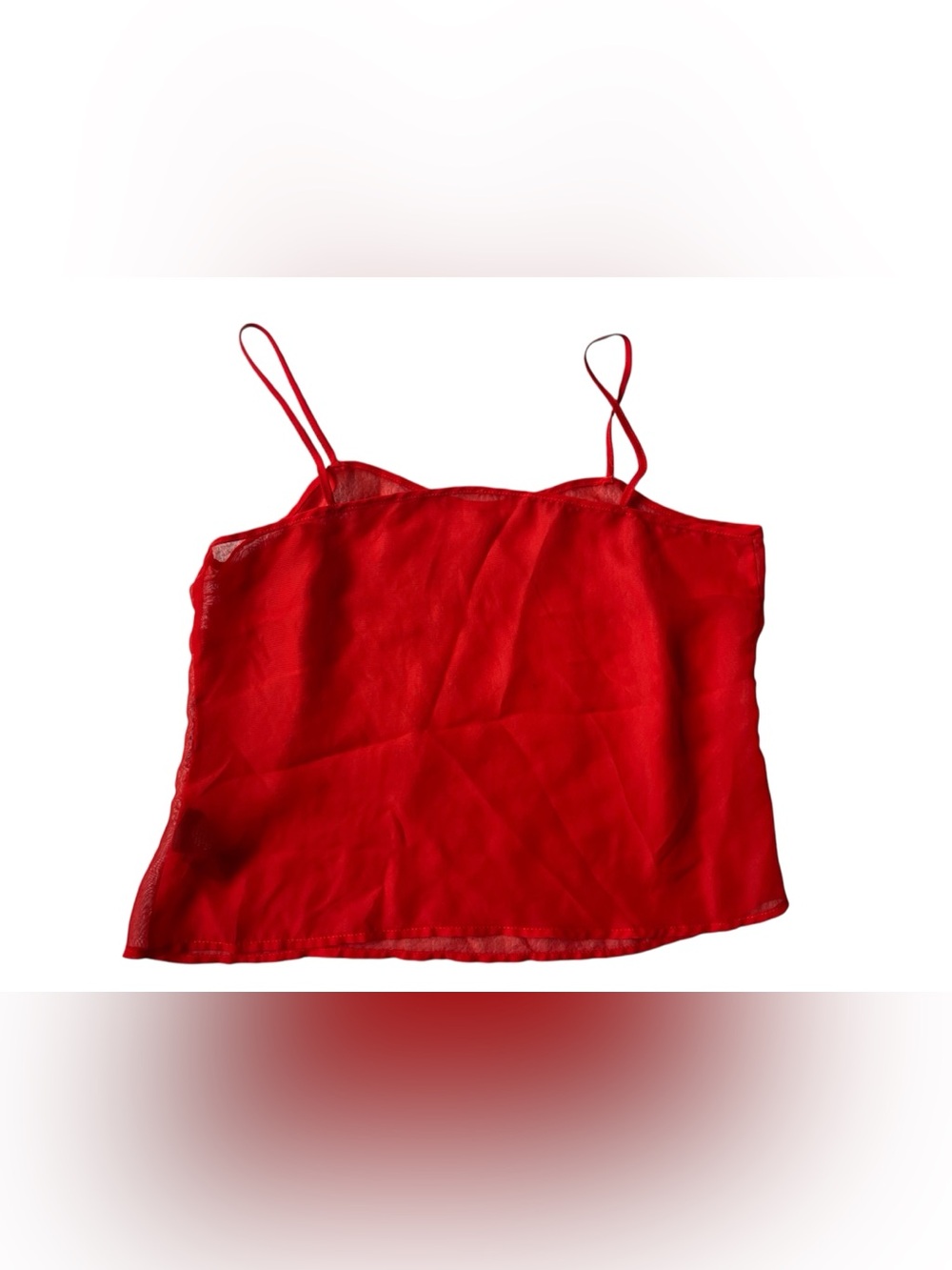 VINTAGE 90S RED MESH SQUARE NECK CROPPED TANK S/M